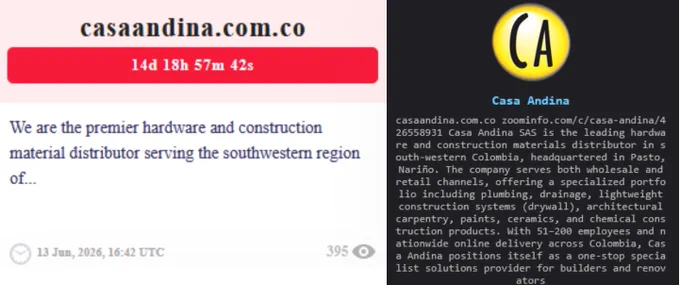 🔴🇨🇴El grupo de ransomware LockBit publica: 

A Casa Andina, es el principal distribuidor ferretero y de materiales de construcción del suroccidente colombiano. Con sede principal en Pasto y sucursales en Ipiales, ofrece herramientas, grifería, acabados y suministros. 

⚠️Anteriormente, habia sido publicado por el ransomware The Gentlemen, en marzo de este año.

#Lockbit #ciberataque #ciberseguridad #ransomware #Colombia #DarkWeb