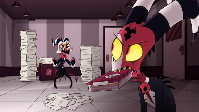 screenshot from mastermind - blitz holding a sandwich container in his mouth that has millie's name on it