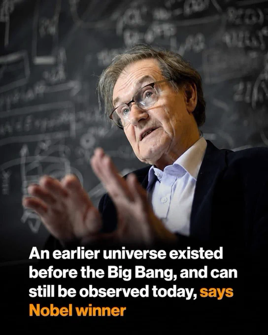 🌌 DID A UNIVERSE EXIST BEFORE THE BIG BANG? 

A Nobel Prize-winning physicist believes our universe may not be the first one. According to the theory, an earlier universe existed before the Big Bang, and tiny clues from it could still be visible in space today. If true, the Big Bang may have been a new beginning—not the absolute start of everything.

What if the night sky is hiding messages from a universe older than our own? 

Source:
Penrose, R. *Cycles of Time: An Extraordinary New View of the Universe*. Alfred A. Knopf.