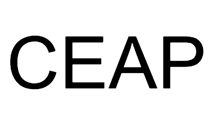 画像には「CEAP」という文字が黒い大文字で書かれています。背景は白です。シンプルなフォントが使用されています。