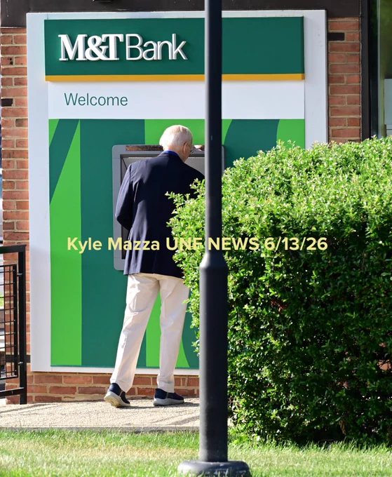 Former United States President Joe Biden is seen withdrawing money from an ATM at M&T Bank after he attended mass services at St. Joseph on the Brandywine Church in Wilmington, Delaware, Saturday, June 13, 2026.