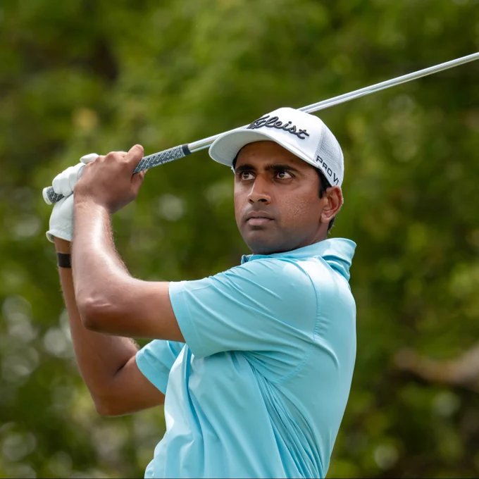 Sudarshan Yellamaraju, of Mississauga, Ont., watches his tee shot on the 6th hole in the first round of the RBC Canadian Open in Caledon, Ont. on Thursday June 11, 2026. THE CANADIAN PRESS/Frank Gunn