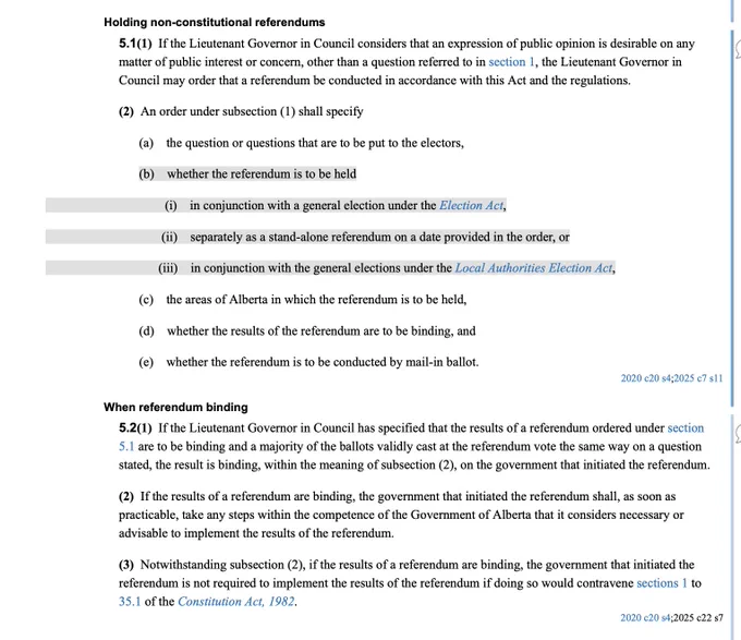 Sections 5.1 and 5.2 of the Referendum Act