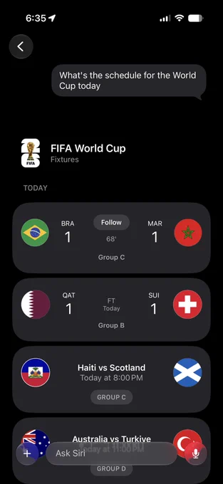 “What’s the schedule for the World Cup today”