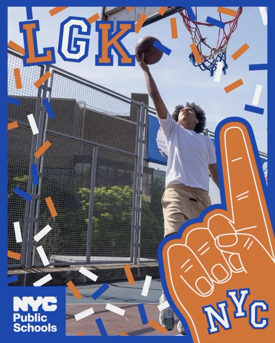 Student playing basketball in a school yard.