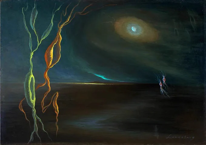Helen Lundeberg, Biological Fantasy, 1946. © The Feitelson / Lundeberg Art Foundation, courtesy of Louis Stern Fine Arts.