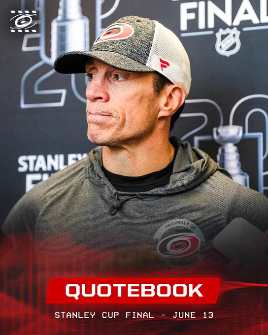 Graphic promoting the quotebook for June 13th of the Stanley Cup Final 