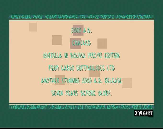Screenshot of "Guerilla in Bolivia" - Crack: 2000 A.D. (2KAD) - Published by CCS on Commodore Amiga (1990)