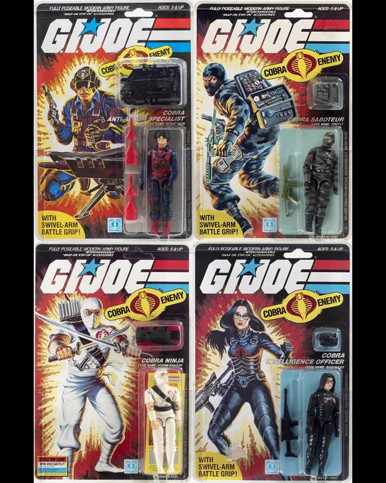 It's 1984! Cobra has hired 4 new dangerous recruits: anti-armor specialist Scrap-Iron, saboteur Firefly, ninja assassin Storm Shadow and the seductive Baroness! Watch out Joes!