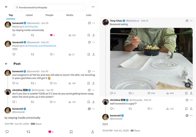 a collection of bonevoid tweets replying to me. none of them are thirsty
