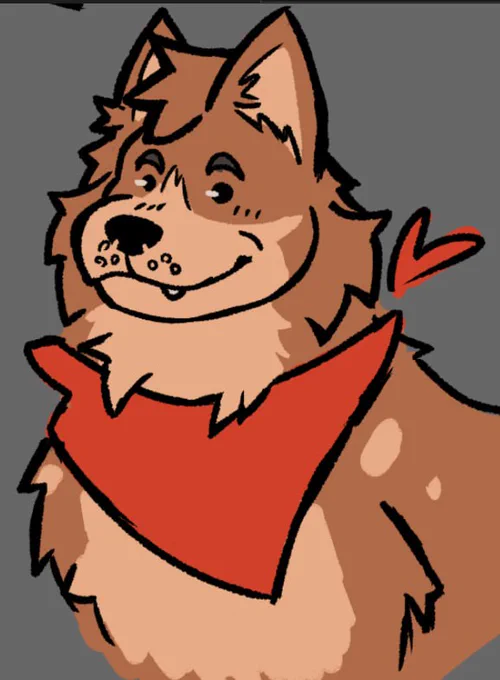 A digital drawing of a brown dog