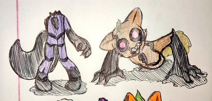 I'll redesing them, but the pink eyes on Jack and the head off on Dave stays also the tail cuz' strangle, duh!
