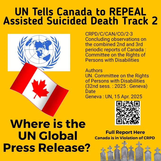 You went to Canada to repeal assistance suicide death track 2 where is the global un press release?
