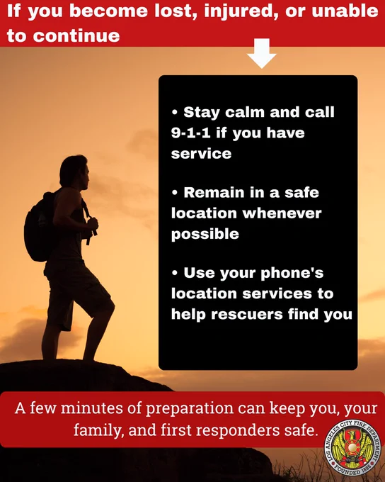 Check List if you become lost, are injured or are unable to continue on your hike.