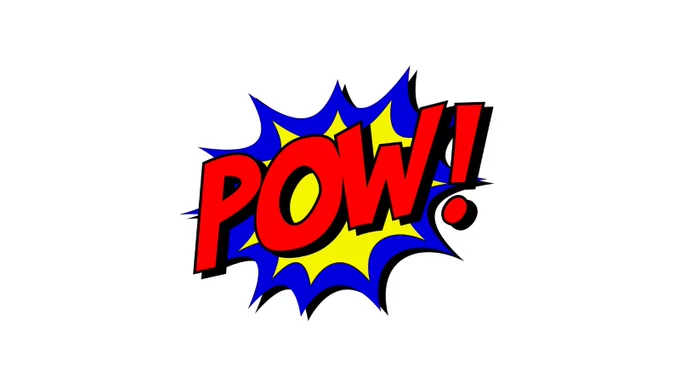 Pow! ; An interjection. used to express or indicate a heavy blow or a loud, explosive noise