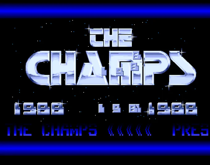 Screenshot of "SideWinder" - Crack: Champs - Published by Mastertronic on Commodore Amiga (1988)