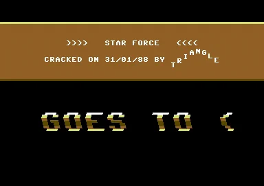 Screenshot of "Star Force" - Crack: Triangle (3532) - Published by - on Commodore 64 (1986)