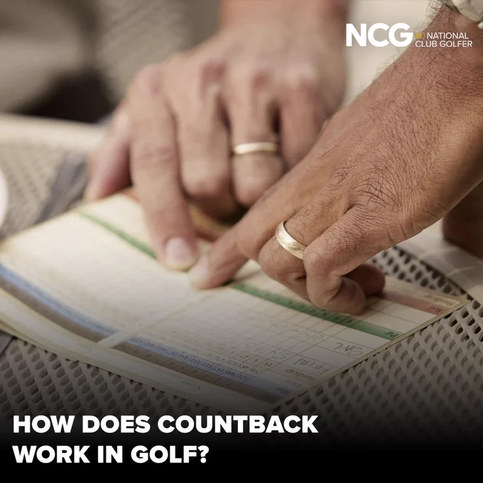 Hands review a golf scorecard, illustrating the countback method in golf scoring. The image conveys focus and detail.