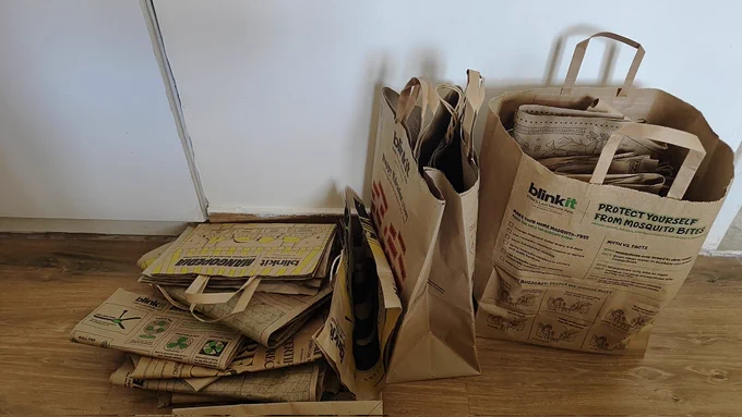 Paper bags from Blinkit