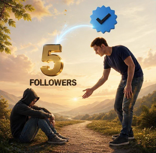 An illustration of a person standing and offering a helping hand to another person sitting on the ground. The standing figure represents an account with followers, while the seated figure represents someone looking for their first few followers. The image conveys mutual support, following back, and growing together as a community. Looking for 5 genuine followers. 🤝
I'll gladly follow back and support your journey too.
Let's grow together—there's room for everyone to succeed. 🚀
#FollowBack #GrowTogether #XCommunity #SupportEachOther