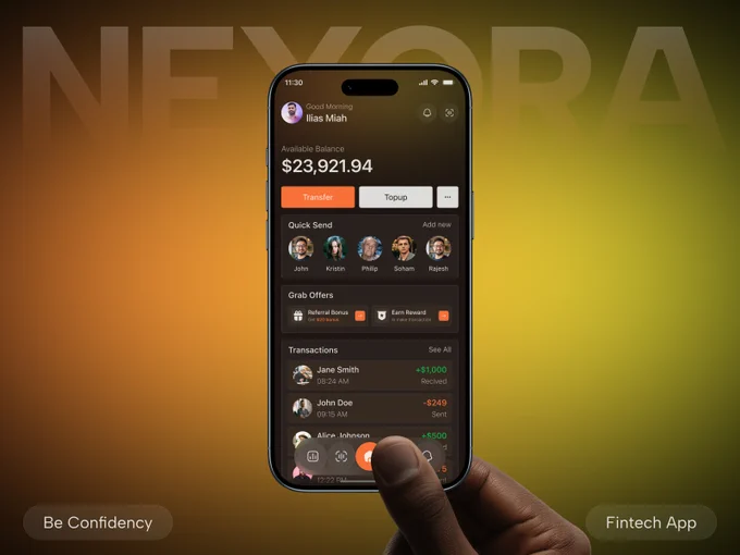 Modern fintech mobile application design featuring account overview, financial analytics, transaction management, investment tracking, digital banking features, and clean user interface screens designed for seamless financial management.