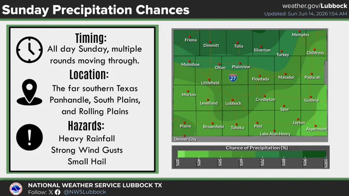 This graphic shows the precipitation forecast for Sunday. 