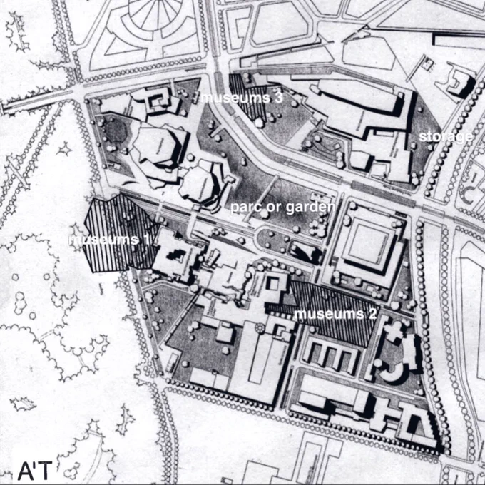 Image Text:
Im Kontext der Stadtlandschaft. Hans Scharoun. A' T — HUGO HOLGER BUSSE. Zeichnung zum Kulturforum, Berlin.
HHB Image Archives