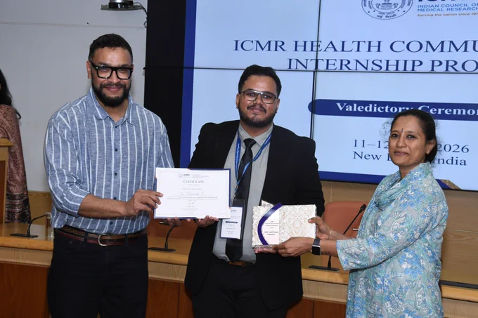Honoured and grateful to receive the "Best Capstone Project Award" at the "ICMR Health Communications Internship Program (IHCIP) 2025–26" for my Capstone project, "Ondu Vaccine Today, Cancer-Free Tomorrow," aimed at improving HPV vaccination awareness among adolescent girls in Bengaluru.