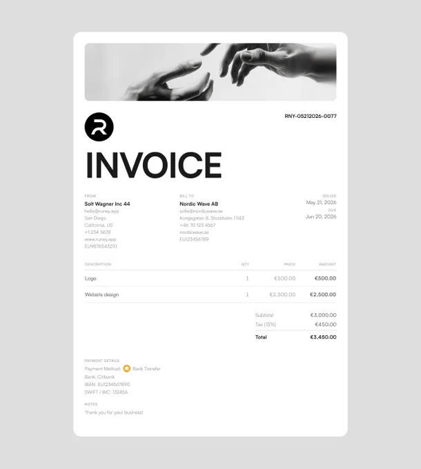 Runey app - invoice template