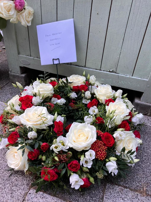 Memorial wreath from the Aberfan community to the Grenfell community on the 9th anniversary