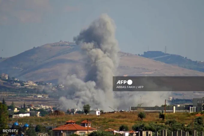 Smoke rises from the site of an Israeli airstrike that targeted the southern Lebanese village of Kfar Tibnit on June 13, 2026. Lebanon reported Israeli strikes on the country's south on June 13 as the Israeli army issued evacuation warnings for more than 20 locations including the city of Nabatieh ahead of raids there.