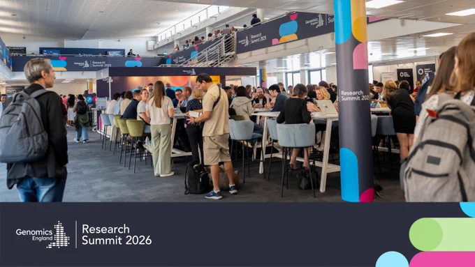 Attendees networking at the Genomics England Research Summit 2025.