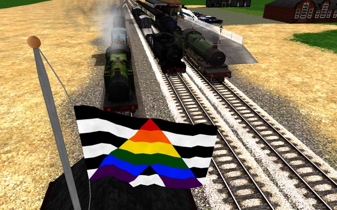 Train Simulator Classic versions of my 00 Gauge engines, sans Billy Dean, and including a few of my most wanted in model form. From left to right:
Wick the 5600.
Lucy the Class 03.
Laura the Large Prairie.
Dove the Pannier Tank.
Aberporth Grange (portrayed by Ashley Grange)
Charles the 2884 Class.