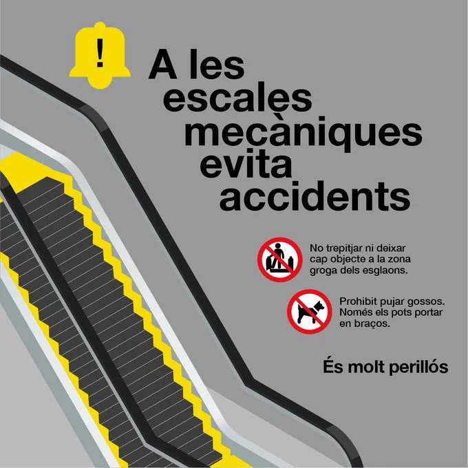 Infografia per evitar accidents a les escales mecàniques.