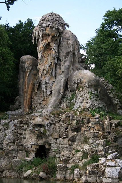 Built over 420 years ago near Florence, Italy, is the Appennine Colossus. In the giant's upper floor is a chamber big enough for a small orchestra and in the head a small chamber holds a fireplace out of which the smoke would escape through his nostrils.

Photo by lazysoul on flickr though Pinterest
/pin/459507968235475669/