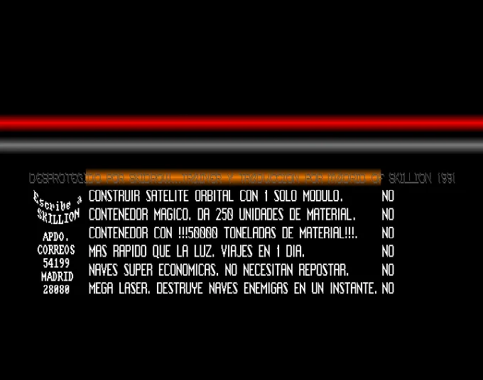 Screenshot of "Deuteros - The Next Millennium" - Crack: Skid Row - Trainer ( 6): Skillion - Published by Activision on Commodore Amiga (1991)