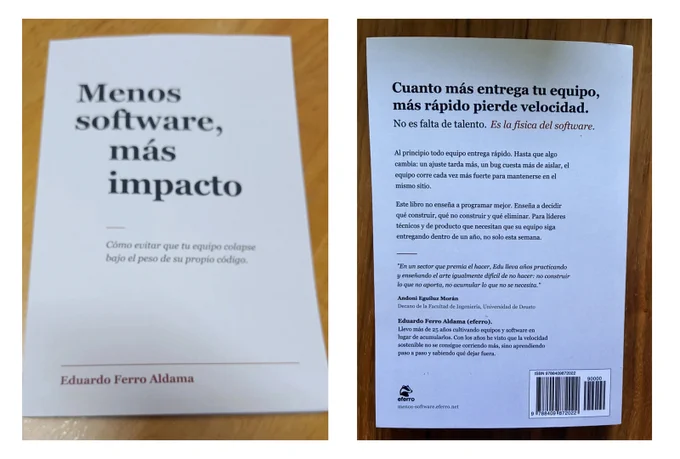 Portada y contraportada del libro "Menos software, más impacto"