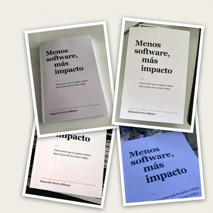 Portadas del libro "Menos software, más impacto"