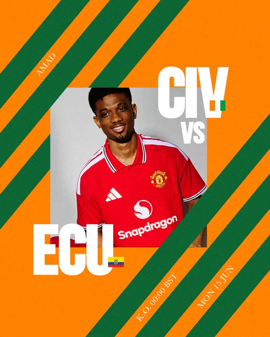 Amad could feature for Ivory Coast v Ecuador in the World Cup on Monday 15 June at 00:00 BST.