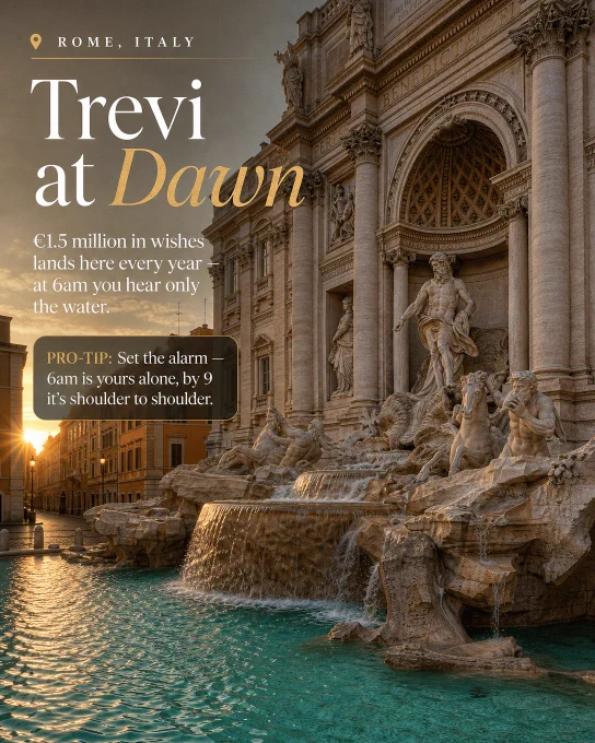 Trevi Fountain at dawn with no crowds
