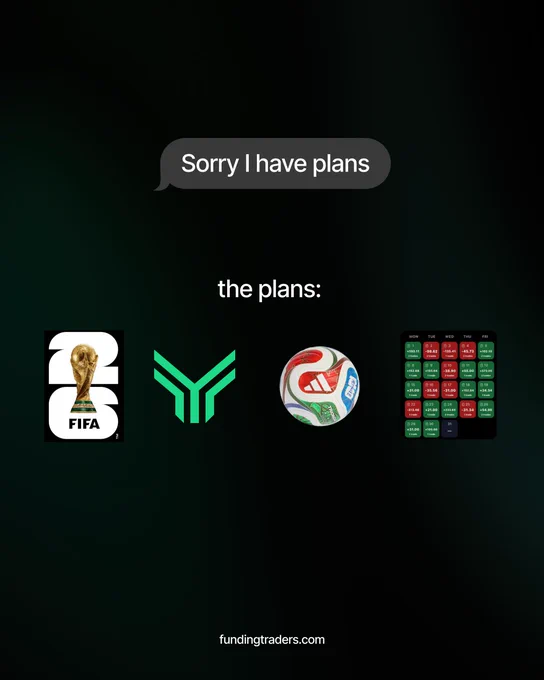 A humorous image showcasing various plans, like watching a FIFA event, accompanied by icons and a chart. The mood is playful and relatable.