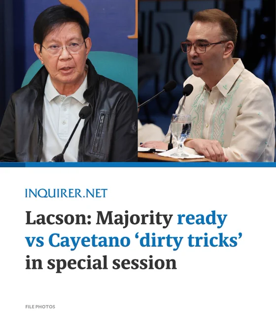 Sen. Panfilo Lacson on Sunday said the majority bloc is prepared for any “dirty tricks” Sen. Alan Peter Cayetano may do during the Senate’s special session but stressed that all senators should still attend once it convenes.