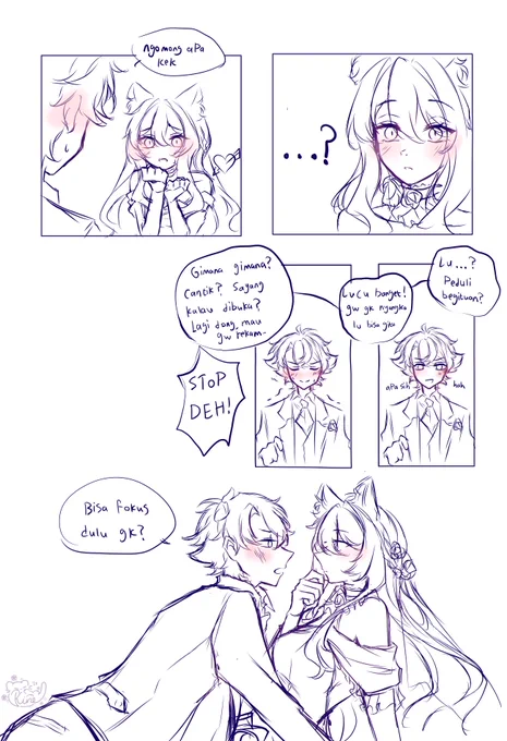 ❤️ "can you at least say something?"
🐈‍⬛️ "you...? seriously? that's so cute! I didn’t know you would think of that! one more time please, what was it? pretty? would be a waste? I need to record that-"
❤️ "STOP PLEASE! Can you focus on me?"