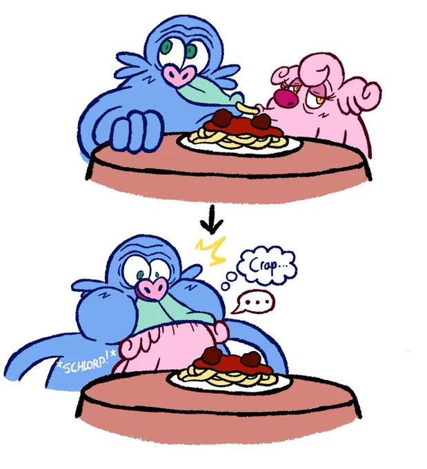 Bro wanted that spaghetti noodle so bad