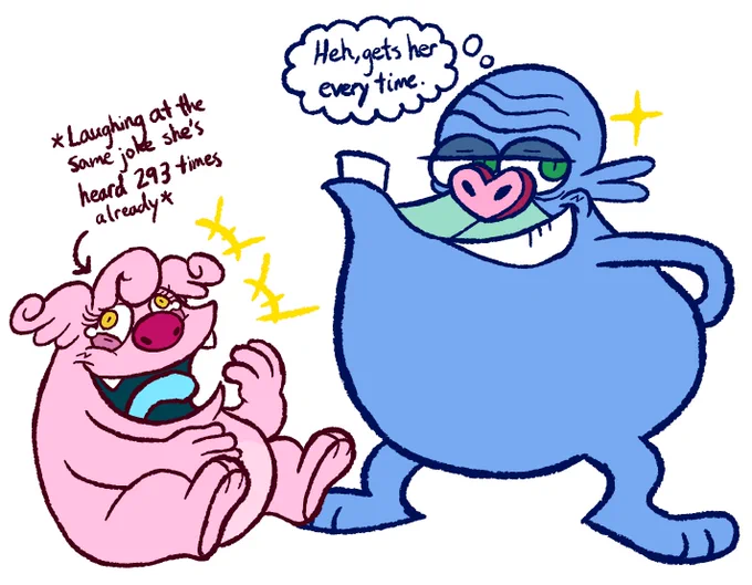 She's easily amused, but he loves it