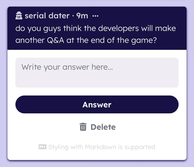 creéis que los desarrolladores harán otro preguntas y respuestas al final del juego?
