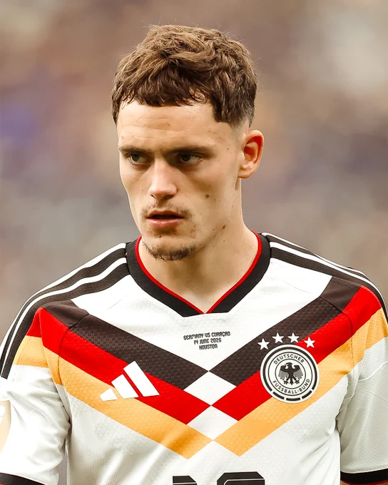 Photography of Florian Wirtz during Germany vs Curacao at the 2026 World Cup. The final score was 7-1 to Germany.