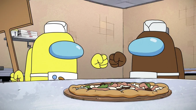 A screenshot of Yellow and Brown from the Among Us Show.