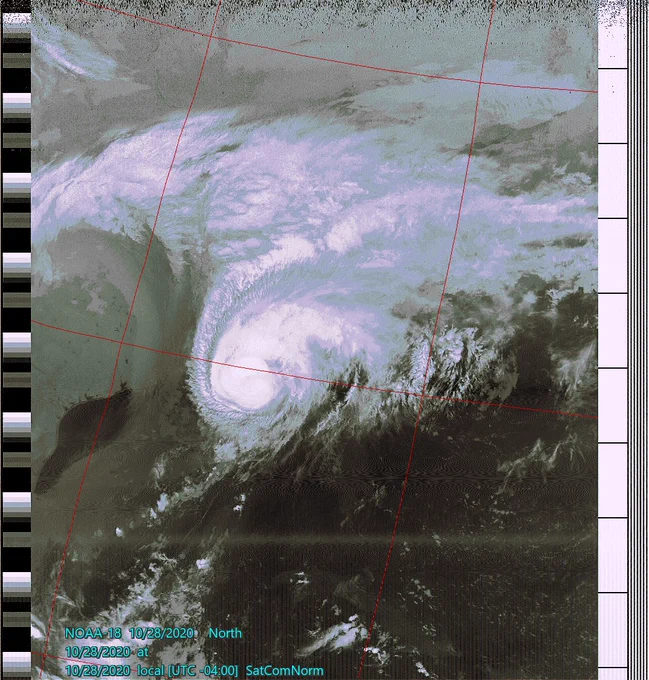 Hurricane Zeta i captured on my APT system.  Hurricane Zeta was a late-season tropical cyclone in 2020 