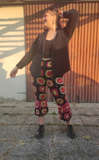 crochet granny square pants